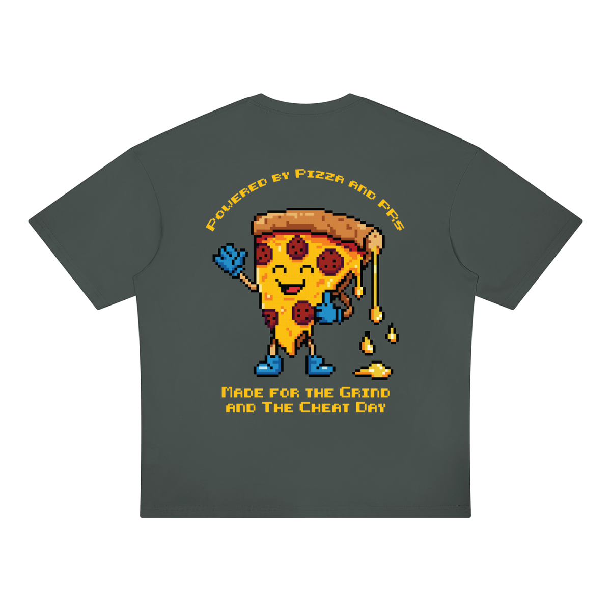 "Powered by Pizza" Pixel Art Midweight Tee