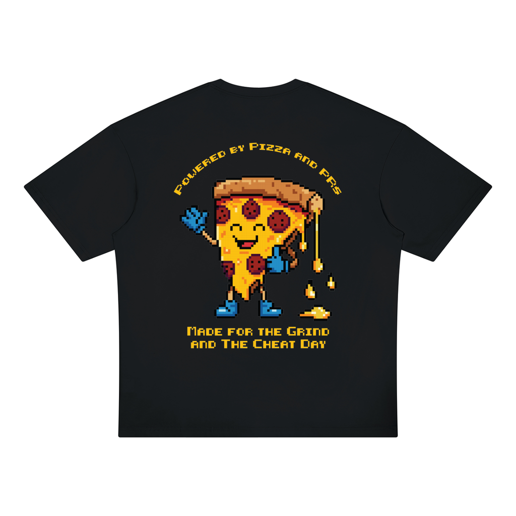 "Powered by Pizza" Pixel Art Midweight Tee