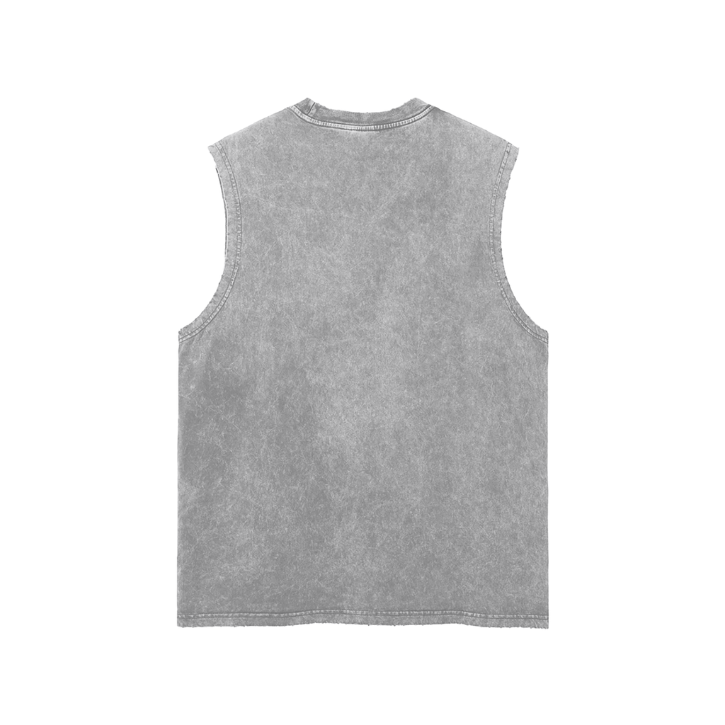 +1UP Strength Snow-Washed Frayed Hem Tank Top
