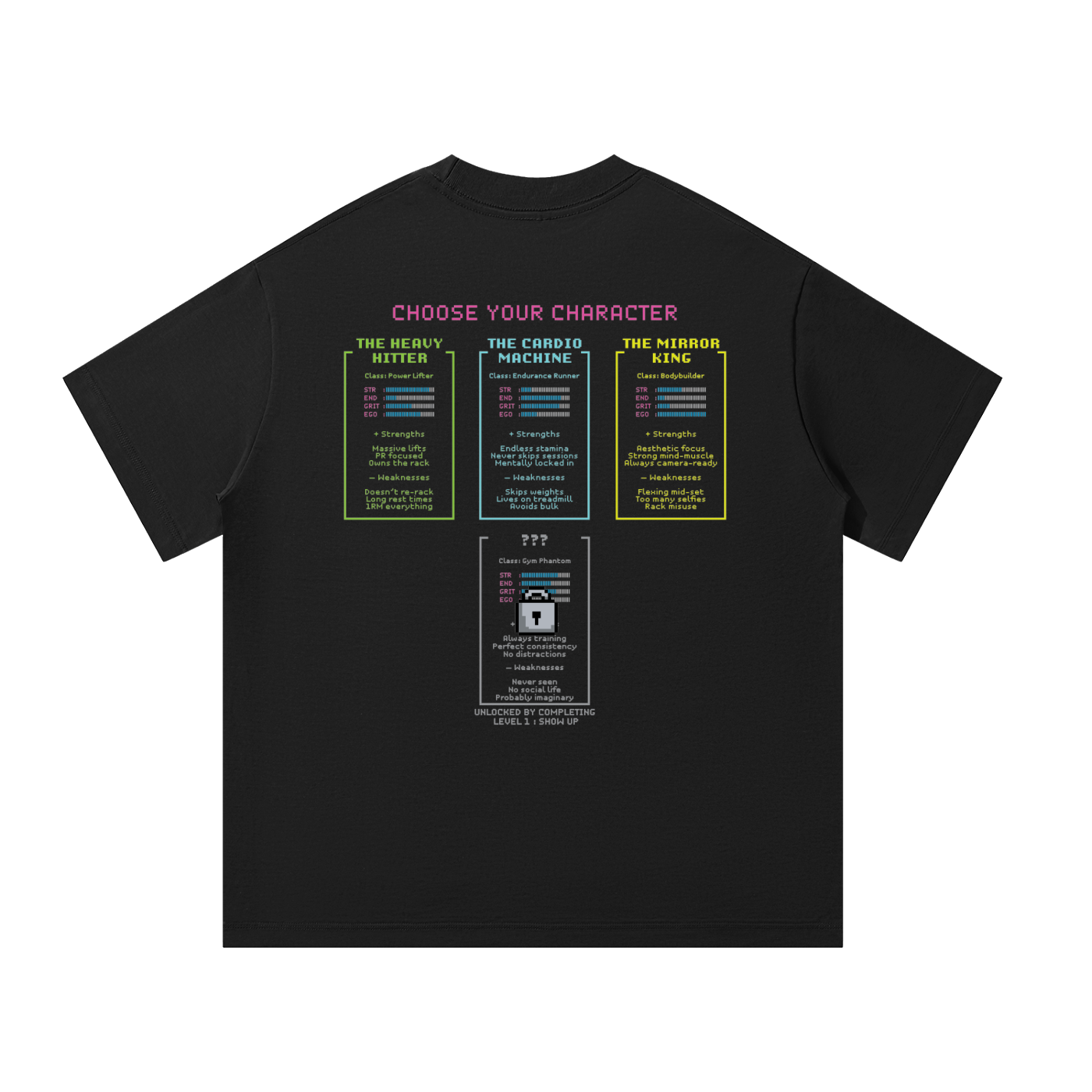 Character Select Oversized Gym T-Shirt | Retro Arcade Pump Cover