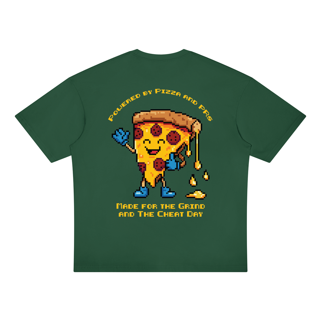 "Powered by Pizza" Pixel Art Midweight Tee