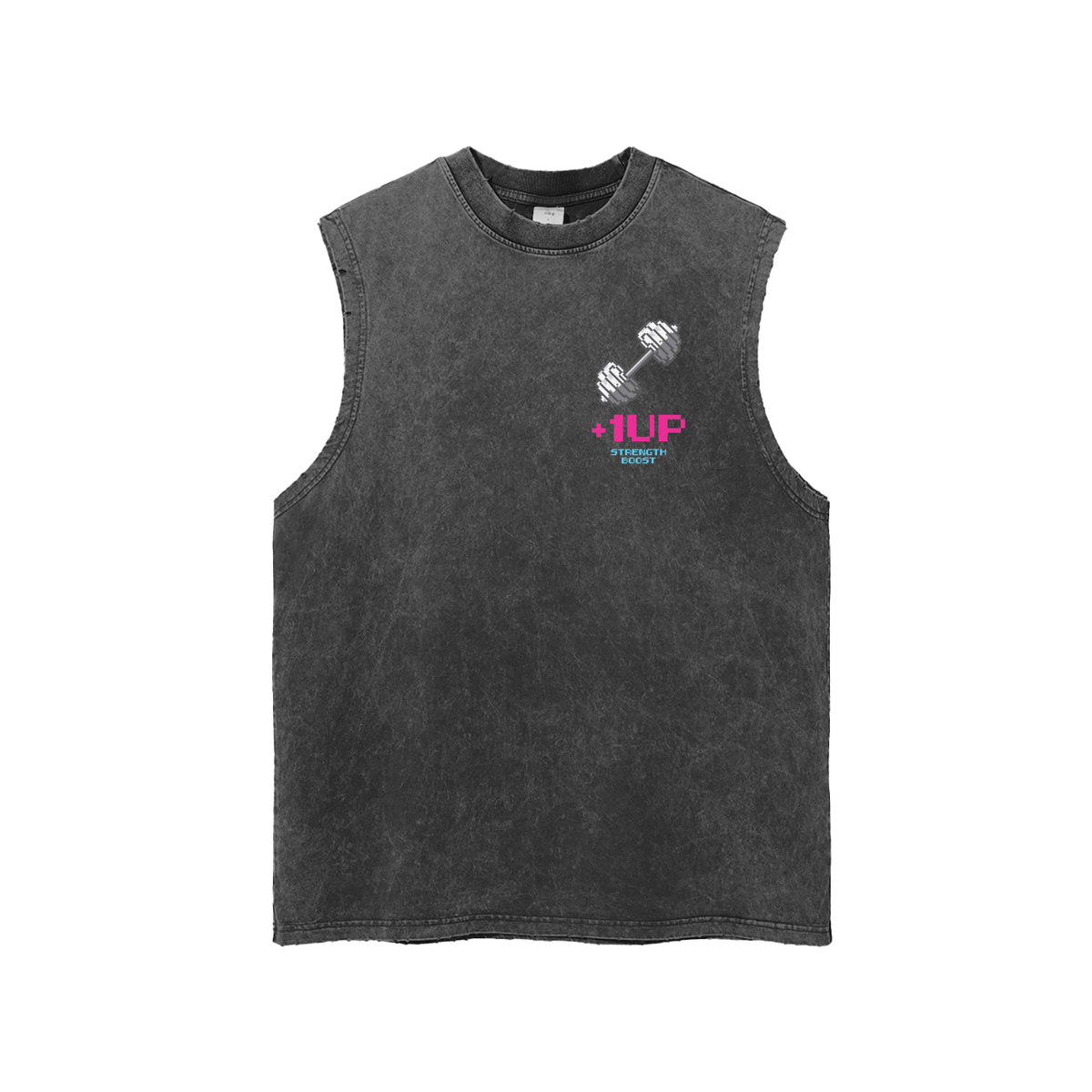+1UP Strength Frayed Hem Tank
