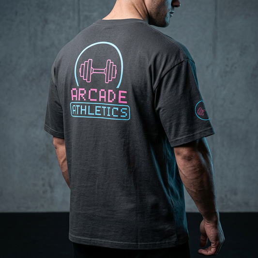 Oversized Faded Boost Arcade Tee | Retro Gaming Gym T-Shirt