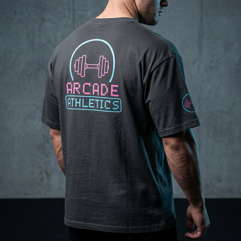 Oversized Faded Boost Arcade Tee | Retro Gaming Gym T-Shirt