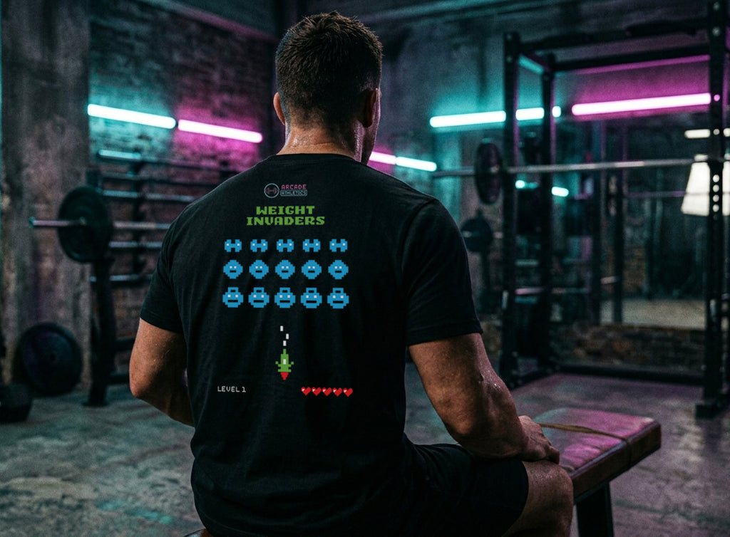 Weight Invaders Graphic Tee – Arcade Athletics Essential